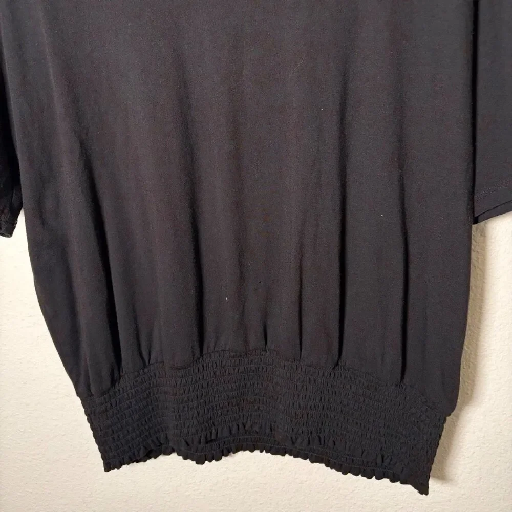 Michael Kors Shirt Women's XL Black Short Sleeve Round Neck Casual Top